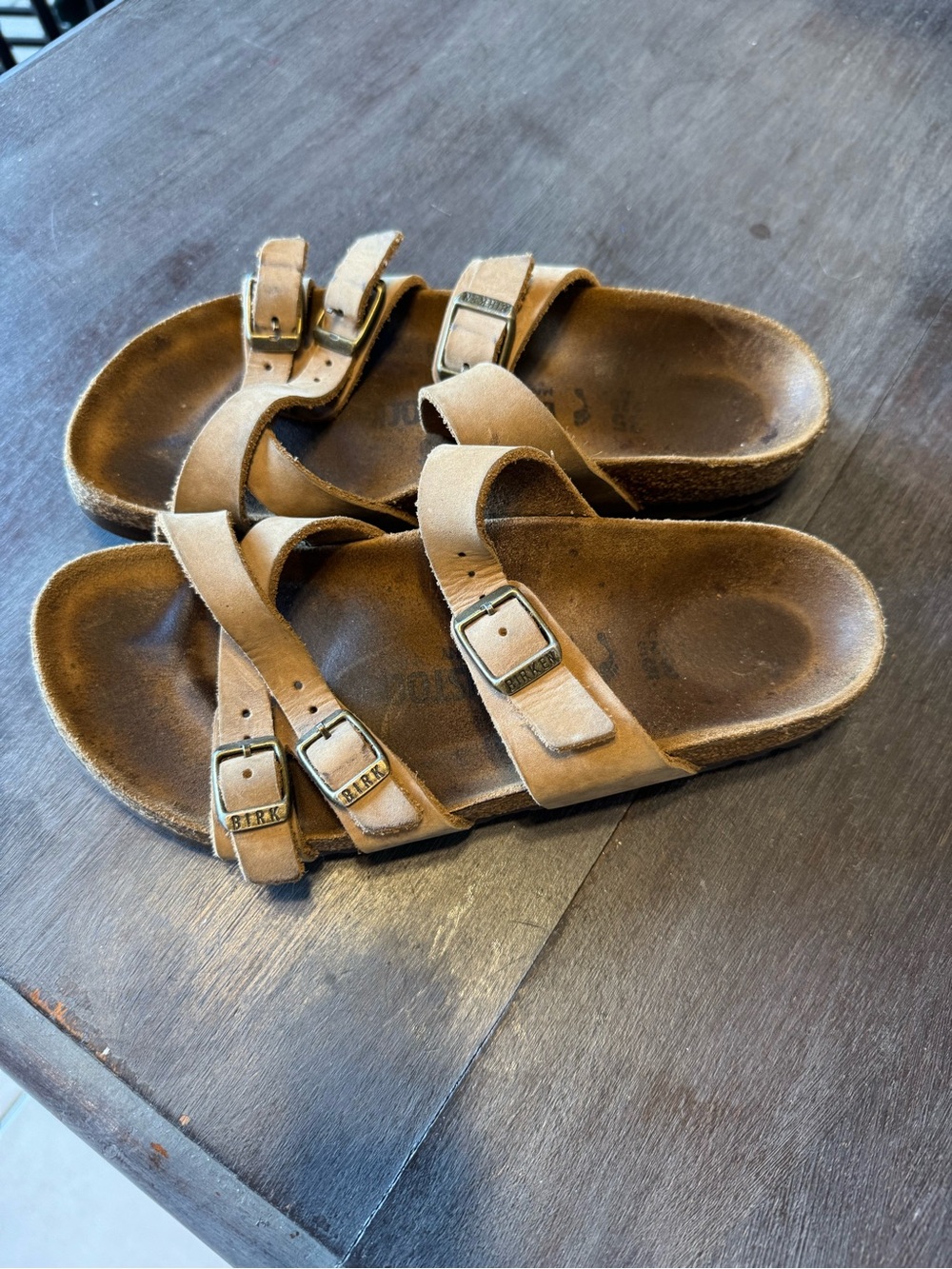 Birkenstock Brown Leather Double-Strap Buckle Sandals